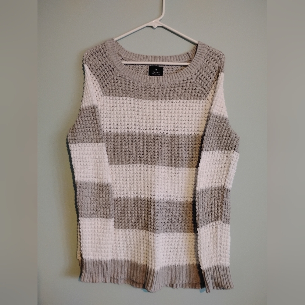 Striped Gray and White Sweater